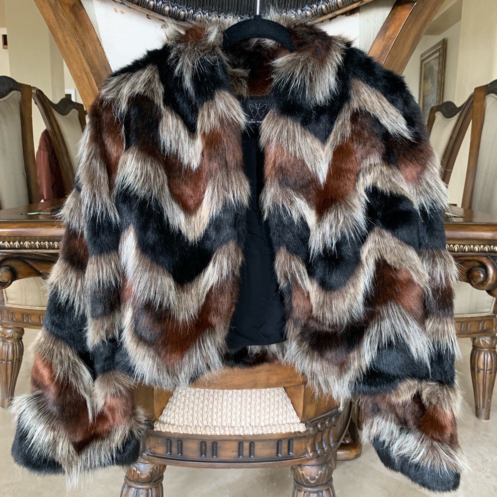 Ella Moss Chevron Faux Fur Jacket
